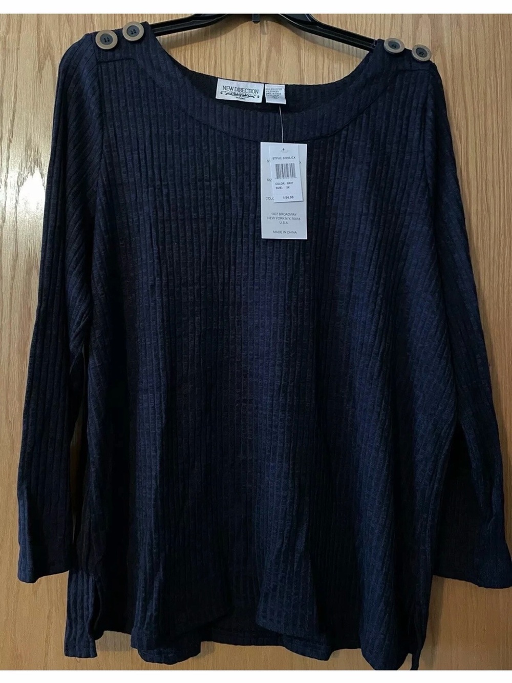Womens Plus 2X Button Top NWT $54
New Direction Shirt Sweater Navy
Blue Stretch